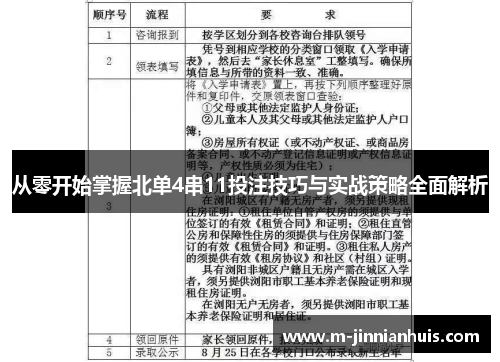 从零开始掌握北单4串11投注技巧与实战策略全面解析